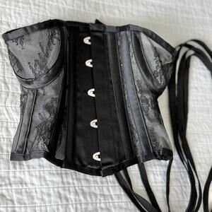 Black Corset Bustiers Top‎ Lace Tie Back WHIMSYGOTH Women’s Size Small